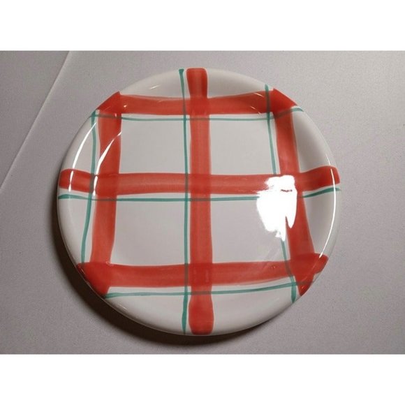 CROWN CORNING Indonesia Orange Plaid‎ Plate 9" (5e6) - Picture 1 of 6